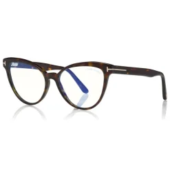 Tom Ford - Blue Block Optical Glasses - Cat-Eye Optical Glasses - Dark Havana - FT5639-B - Optical Glasses - Tom Ford Eyewear - Avvenice
