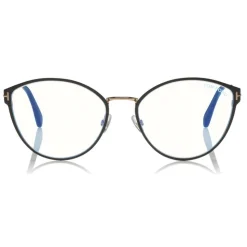 Tom Ford - Blue Block Optical Glasses - Round Metal Optical Glasses - Black - FT5573-B - Optical Glasses - Tom Ford Eyewear - Avvenice