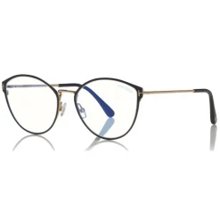 Tom Ford - Blue Block Optical Glasses - Round Metal Optical Glasses - Black - FT5573-B - Optical Glasses - Tom Ford Eyewear - Avvenice
