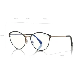 Tom Ford - Blue Block Optical Glasses - Round Metal Optical Glasses - Black - FT5573-B - Optical Glasses - Tom Ford Eyewear - Avvenice