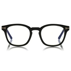Tom Ford - Blue Block Optical Glasses - Round Acetate Optical Glasses - Black - FT5532-B - Optical Glasses - Tom Ford Eyewear - Avvenice