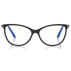 Tom Ford - Blue Block Optical Glasses - Round Acetate Optical Glasses - Black - FT5616-B - Optical Glasses - Tom Ford Eyewear - Avvenice