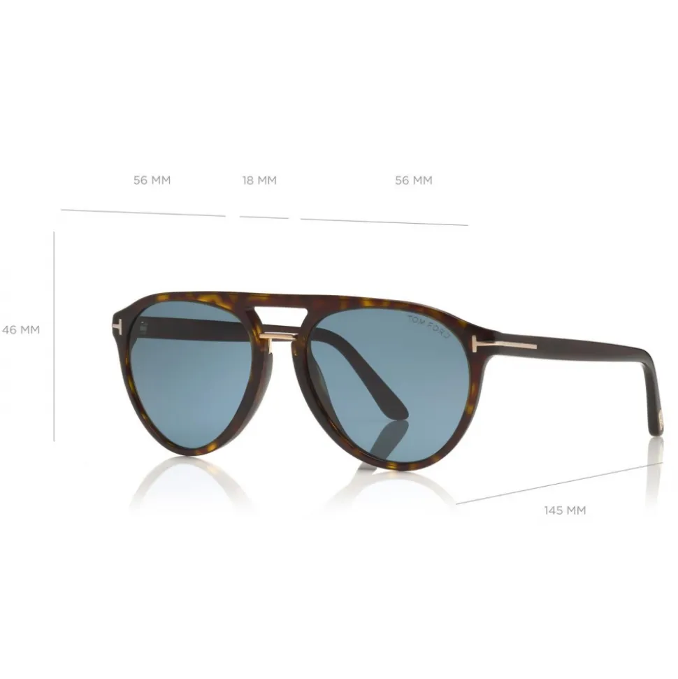 Tom Ford - Burton Sunglasses - Soft Squared Acetate Sunglasses - Havana - FT0697 - Sunglasses - Tom Ford Eyewear - Avvenice