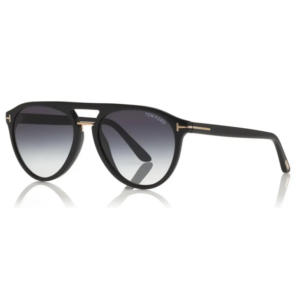 Tom Ford - Burton Sunglasses - Soft Squared Acetate Sunglasses - Black - FT0697 - Sunglasses - Tom Ford Eyewear - Avvenice