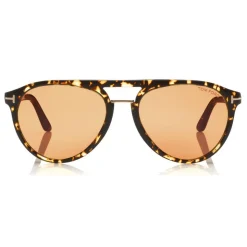 Tom Ford - Burton Sunglasses - Soft Squared Acetate Sunglasses - Dark Havana - FT0697 - Sunglasses - Tom Ford Eyewear - Avvenice