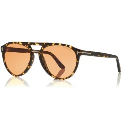 Tom Ford - Burton Sunglasses - Soft Squared Acetate Sunglasses - Dark Havana - FT0697 - Sunglasses - Tom Ford Eyewear - Avvenice