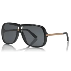 Tom Ford - Caine Sunglasses - Navigator Acetate Sunglasses - Black - FT0800 - Sunglasses - Tom Ford Eyewear - Avvenice