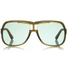 Tom Ford - Caine Sunglasses - Navigator Acetate Sunglasses - Brown Green - FT0800 - Sunglasses - Tom Ford Eyewear - Avvenice