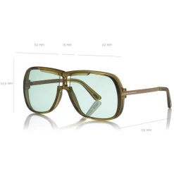 Tom Ford - Caine Sunglasses - Navigator Acetate Sunglasses - Brown Green - FT0800 - Sunglasses - Tom Ford Eyewear - Avvenice