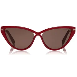 Tom Ford - Charlie Sunglasses - Cat-Eye Acetate Sunglasses - Red - FT0740 - Sunglasses - Tom Ford Eyewear - Avvenice