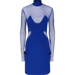 Tom Ford - Cobalt Blue Illusion Mesh Panel Mini Dress - Tom Ford Exclusive Luxury Collection - Avvenice