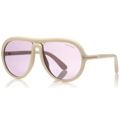 Tom Ford - Cybil Sunglasses - Round Acetate Sunglasses - White - FT0768 - Sunglasses - Tom Ford Eyewear - Avvenice