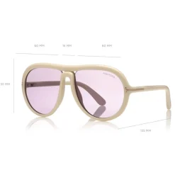 Tom Ford - Cybil Sunglasses - Round Acetate Sunglasses - White - FT0768 - Sunglasses - Tom Ford Eyewear - Avvenice