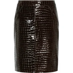 Tom Ford - Dark Chocolate Glossy Skirt - Tom Ford Exclusive Luxury Collection - Avvenice