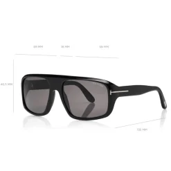 Tom Ford - Duke Sunglasses - Soft Squared Acetate Sunglasses - Black - FT0754 - Sunglasses - Tom Ford Eyewear - Avvenice