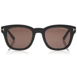 Tom Ford - Eugenio Sunglasses - Square Acetate Sunglasses - Shiny Black Brown - FT0676 - Sunglasses - Tom Ford Eyewear - Avvenice