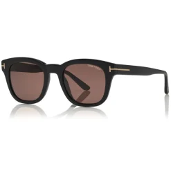 Tom Ford - Eugenio Sunglasses - Square Acetate Sunglasses - Shiny Black Brown - FT0676 - Sunglasses - Tom Ford Eyewear - Avvenice