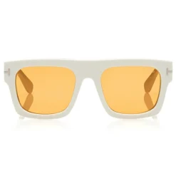 Tom Ford - Fausto Sunglasses - Soft Rectangular Acetate Sunglasses - FT0711 - White - Tom Ford Eyewear - Avvenice
