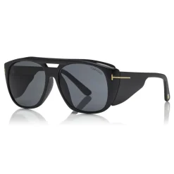 Tom Ford - Fender Sunglasses - Square Acetate Sunglasses - Black - FT0799 - Sunglasses - Tom Ford Eyewear - Avvenice