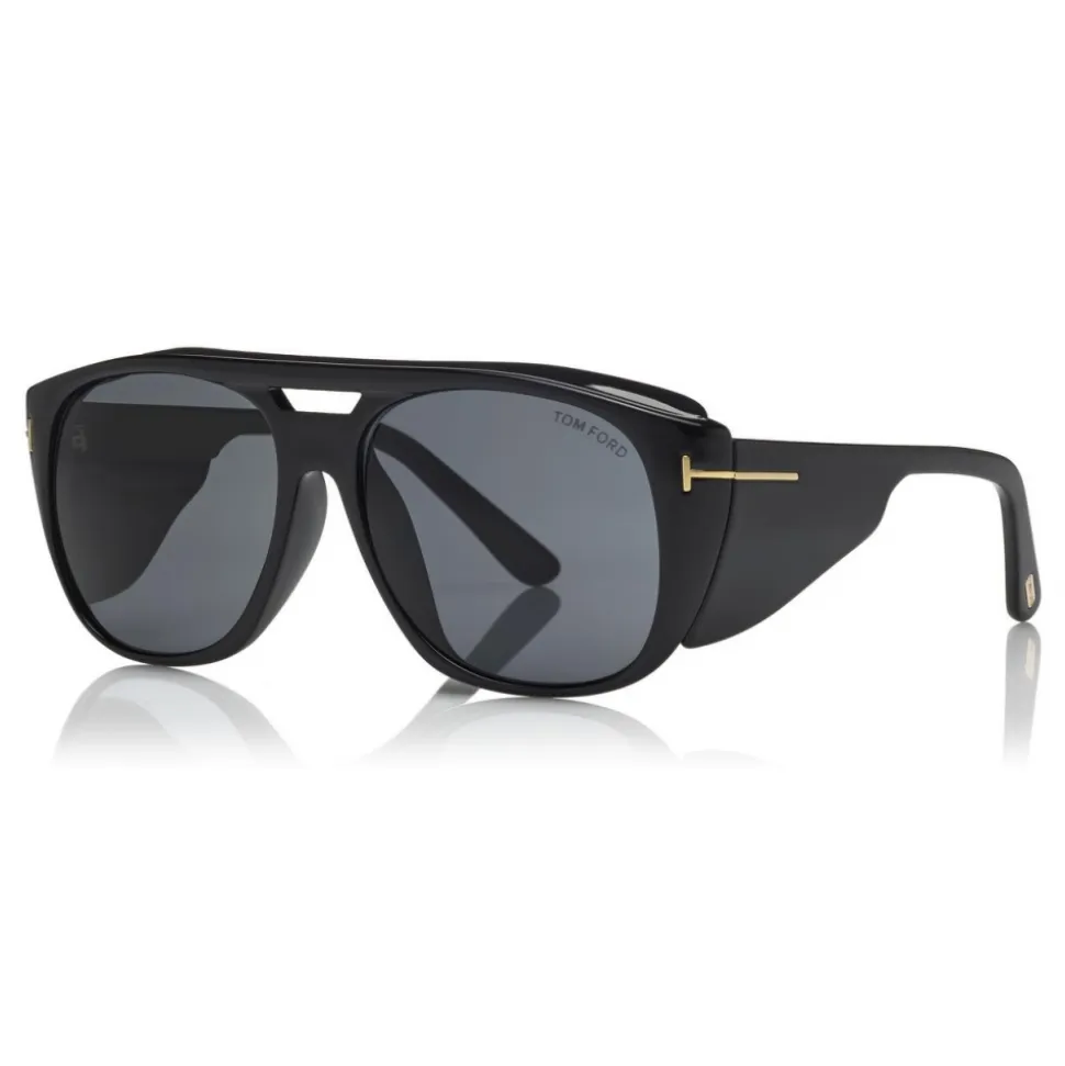 Tom Ford - Fender Sunglasses - Square Acetate Sunglasses - Black - FT0799 - Sunglasses - Tom Ford Eyewear - Avvenice
