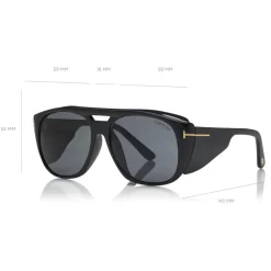Tom Ford - Fender Sunglasses - Square Acetate Sunglasses - Black - FT0799 - Sunglasses - Tom Ford Eyewear - Avvenice