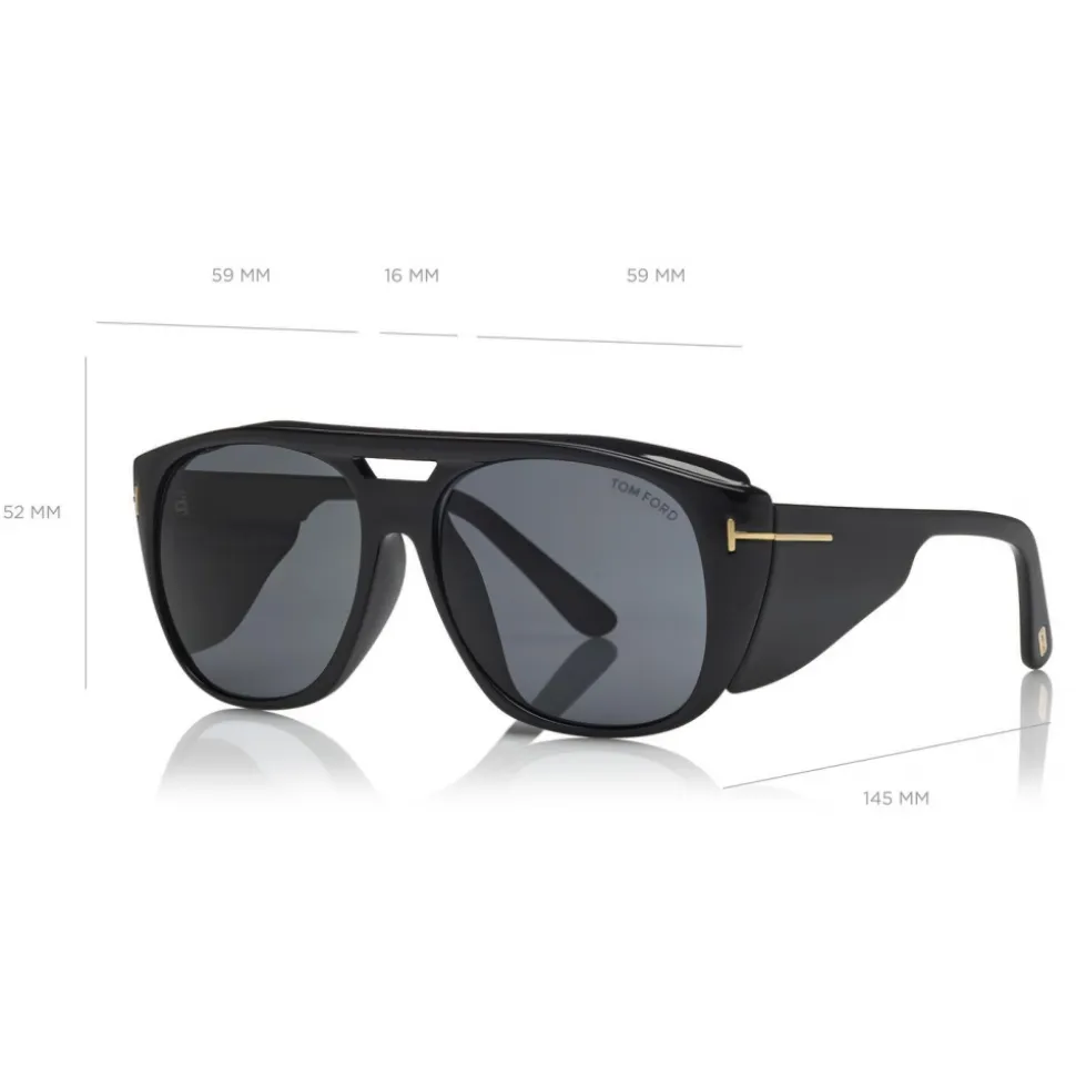 Tom Ford - Fender Sunglasses - Square Acetate Sunglasses - Black - FT0799 - Sunglasses - Tom Ford Eyewear - Avvenice