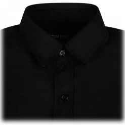 Tom Ford - Fluid Twill Black Military Fit Shirt - Tom Ford Exclusive Luxury Collection - Avvenice