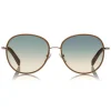 Tom Ford - Georgia Sunglasses - Round Metal Sunglasses - Blonde Leather Wrap - FT0498L - Sunglasses - Tom Ford Eyewear - Avvenice