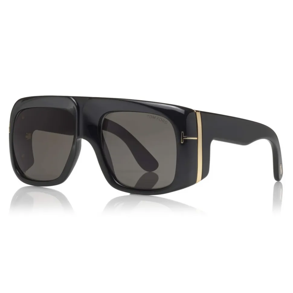 Tom Ford - Gino Sunglasses - Square Acetate Sunglasses - FT0733 - Black - Tom Ford Eyewear - Avvenice