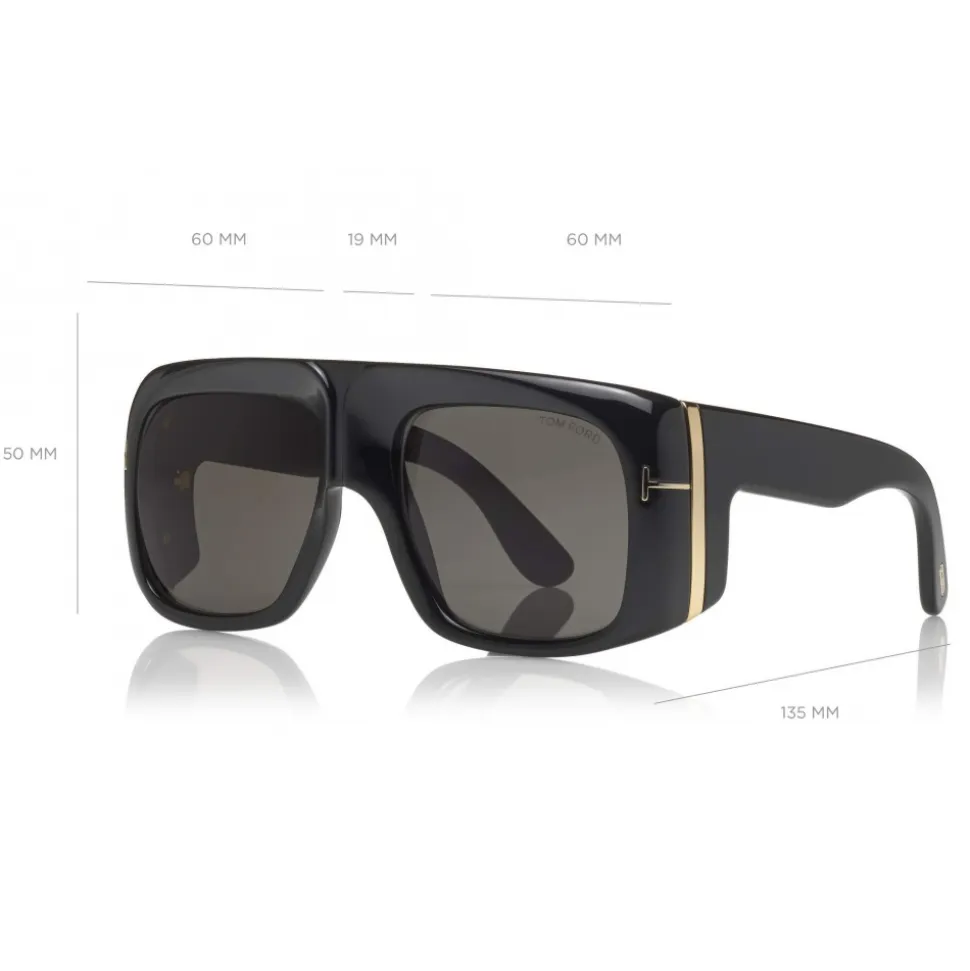 Tom Ford - Gino Sunglasses - Square Acetate Sunglasses - FT0733 - Black - Tom Ford Eyewear - Avvenice