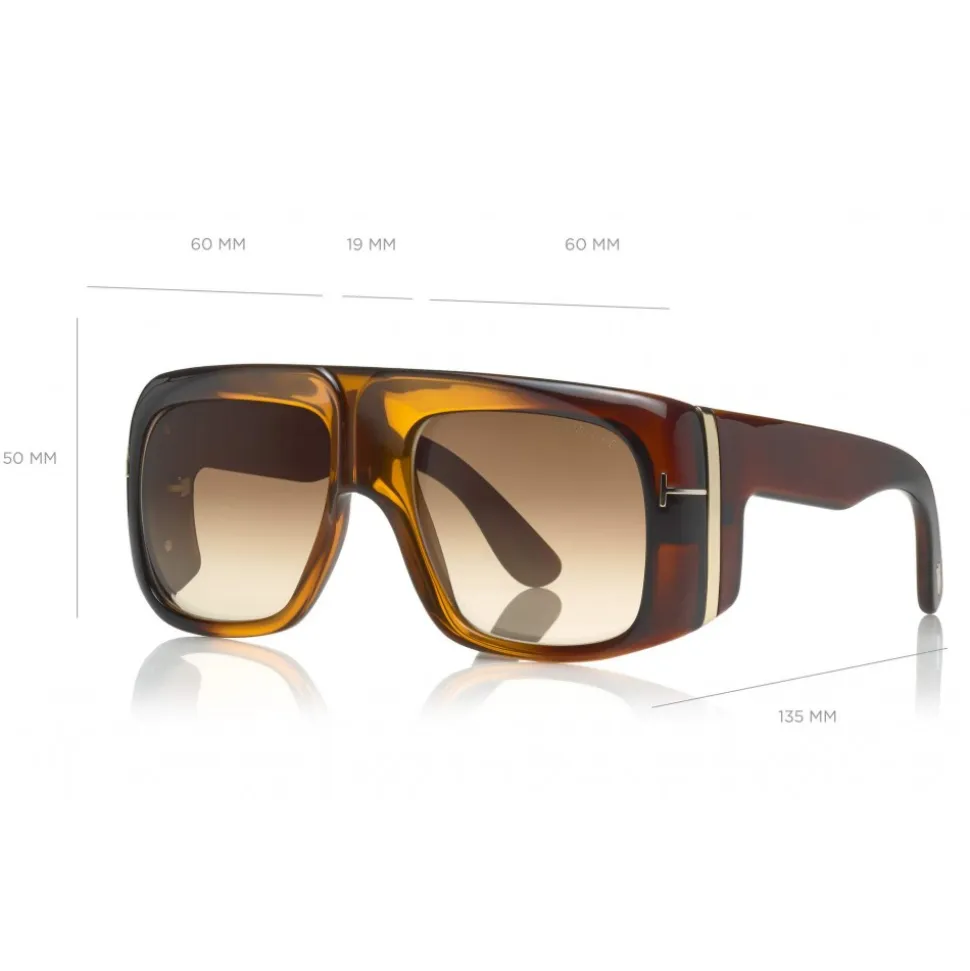 Tom Ford - Gino Sunglasses - Square Acetate Sunglasses - FT0733 - Brown - Tom Ford Eyewear - Avvenice