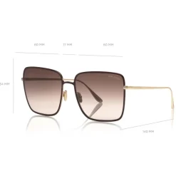 Tom Ford - Heather Sunglasses - Square Metal Sunglasses - Red - FT0739 - Sunglasses - Tom Ford Eyewear - Avvenice