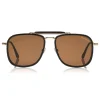 Tom Ford - Huck Sunglasses - Navigator Style Sunglasses - Shiny Black Brown - FT0665 - Sunglasses - Tom Ford Eyewear - Avvenice