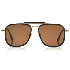 Tom Ford - Huck Sunglasses - Navigator Style Sunglasses - Shiny Black Brown - FT0665 - Sunglasses - Tom Ford Eyewear - Avvenice