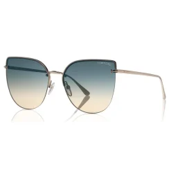 Tom Ford - Ingrid Sunglasses - Cat-Eye Metal Sunglasses - Rose Gold Grey - FT0652 - Sunglasses - Tom Ford Eyewear - Avvenice