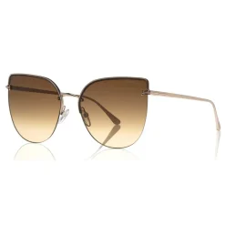Tom Ford - Ingrid Sunglasses - Cat-Eye Metal Sunglasses - Rose Gold Brown - FT0652 - Sunglasses - Tom Ford Eyewear - Avvenice