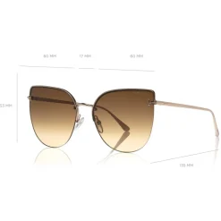 Tom Ford - Ingrid Sunglasses - Cat-Eye Metal Sunglasses - Rose Gold Brown - FT0652 - Sunglasses - Tom Ford Eyewear - Avvenice