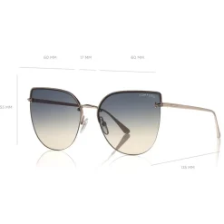 Tom Ford - Ingrid Sunglasses - Cat-Eye Metal Sunglasses - Gold - FT0652 - Sunglasses - Tom Ford Eyewear - Avvenice