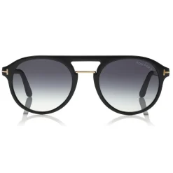 Tom Ford - Ivan Sunglasses - Round Acetate Sunglasses - Black - FT0675 - Sunglasses - Tom Ford Eyewear - Avvenice