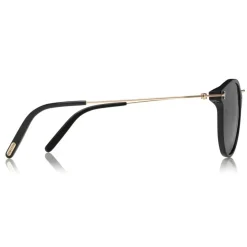 Tom Ford - Jamieson Sunglasses - Round Acetate Sunglasses - Black - FT0673 - Sunglasses - Tom Ford Eyewear - Avvenice
