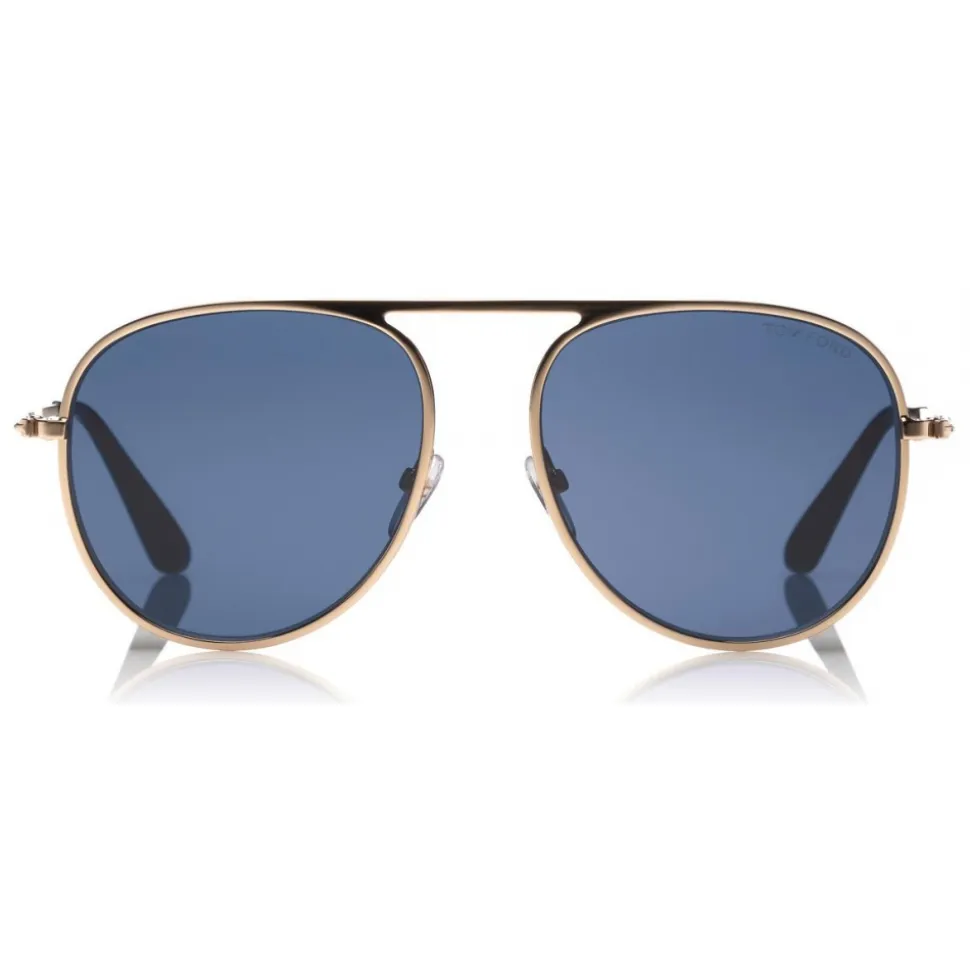Tom Ford - Jason Sunglasses - Pilot Style Sunglasses - Rose Gold Blue - FT0621 - Sunglasses - Tom Ford Eyewear - Avvenice