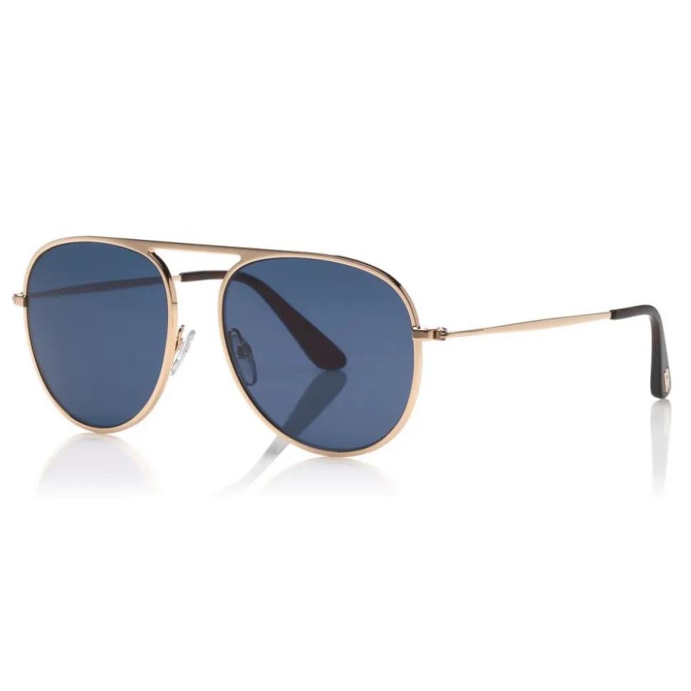 Tom Ford - Jason Sunglasses - Pilot Style Sunglasses - Rose Gold Blue - FT0621 - Sunglasses - Tom Ford Eyewear - Avvenice
