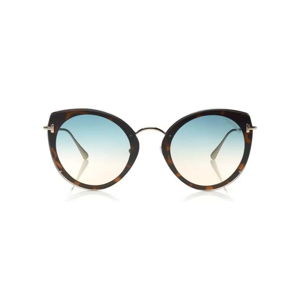 Tom Ford - Jess Sunglasses - Round Metal and Acetate Sunglasses - Blonde Havana - FT0683 - Sunglasses - Tom Ford Eyewear - Avvenice
