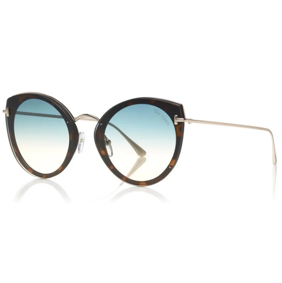Tom Ford - Jess Sunglasses - Round Metal and Acetate Sunglasses - Blonde Havana - FT0683 - Sunglasses - Tom Ford Eyewear - Avvenice
