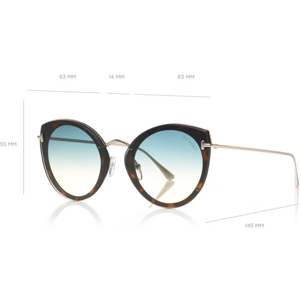 Tom Ford - Jess Sunglasses - Round Metal and Acetate Sunglasses - Blonde Havana - FT0683 - Sunglasses - Tom Ford Eyewear - Avvenice