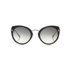 Tom Ford - Jess Sunglasses - Round Metal and Acetate Sunglasses - Black - FT0683 - Sunglasses - Tom Ford Eyewear - Avvenice