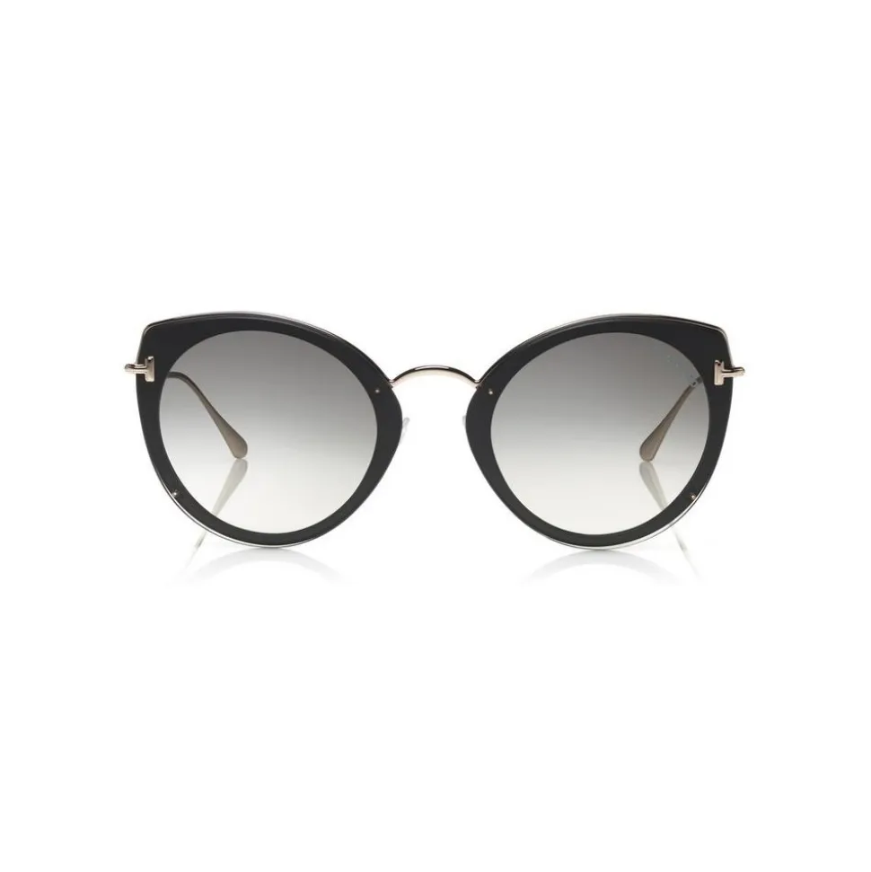 Tom Ford - Jess Sunglasses - Round Metal and Acetate Sunglasses - Black - FT0683 - Sunglasses - Tom Ford Eyewear - Avvenice