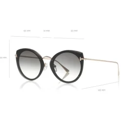 Tom Ford - Jess Sunglasses - Round Metal and Acetate Sunglasses - Black - FT0683 - Sunglasses - Tom Ford Eyewear - Avvenice