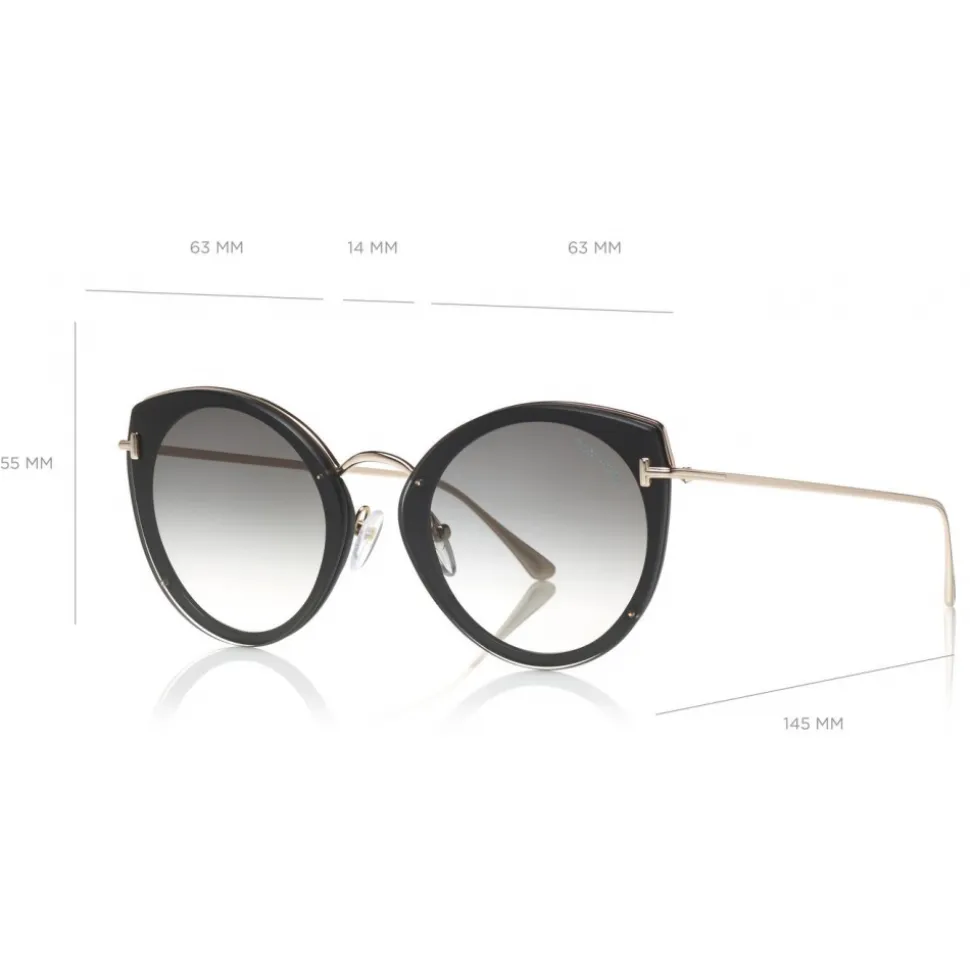 Tom Ford - Jess Sunglasses - Round Metal and Acetate Sunglasses - Black - FT0683 - Sunglasses - Tom Ford Eyewear - Avvenice