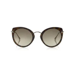 Tom Ford - Jess Sunglasses - Round Metal and Acetate Sunglasses - Dark Havana - FT0683 - Sunglasses - Tom Ford Eyewear - Avvenice